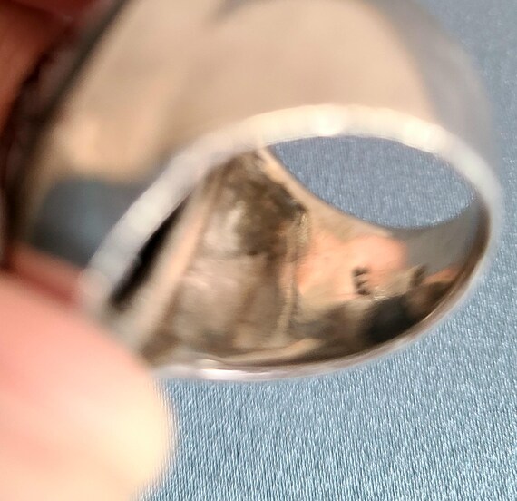 Large oversized sterling silver ring with oval bl… - image 10