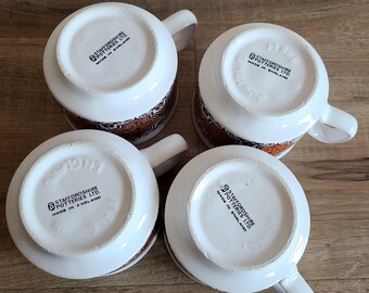 4 Mugs Empilables Staffordshire Potteries LTD Vintage 60s - Angleterre
