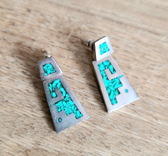 Sterling silver statement dangling earrings with … - image 4