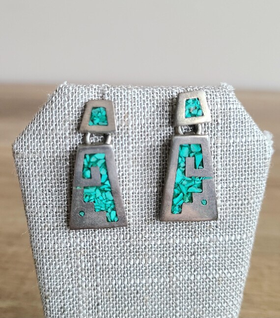 Sterling silver statement dangling earrings with … - image 1