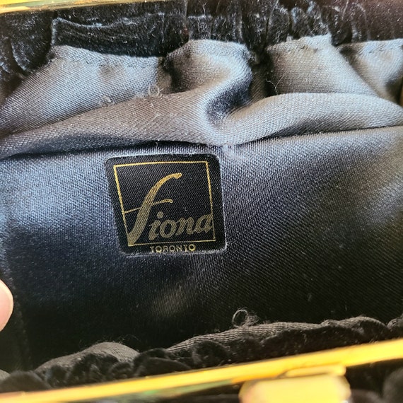 Vintage black velvet Fiona Toronto bag with gold … - image 4