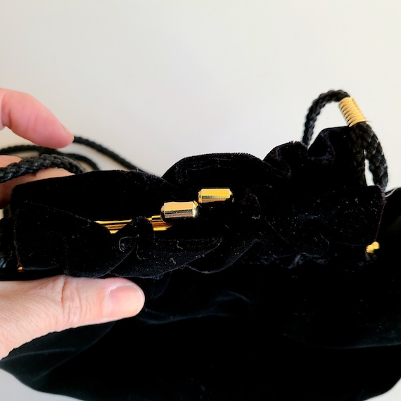 Vintage black velvet Fiona Toronto bag with gold … - image 2