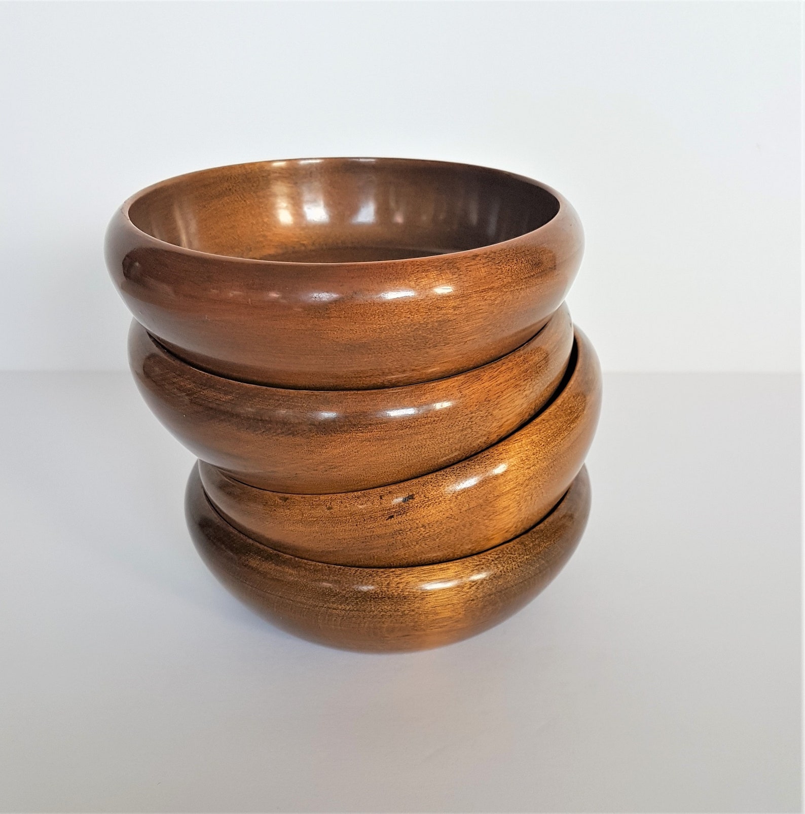 Vintage Wooden Salad Bowl Set Home Kitchen Decor Dining - Etsy Canada
