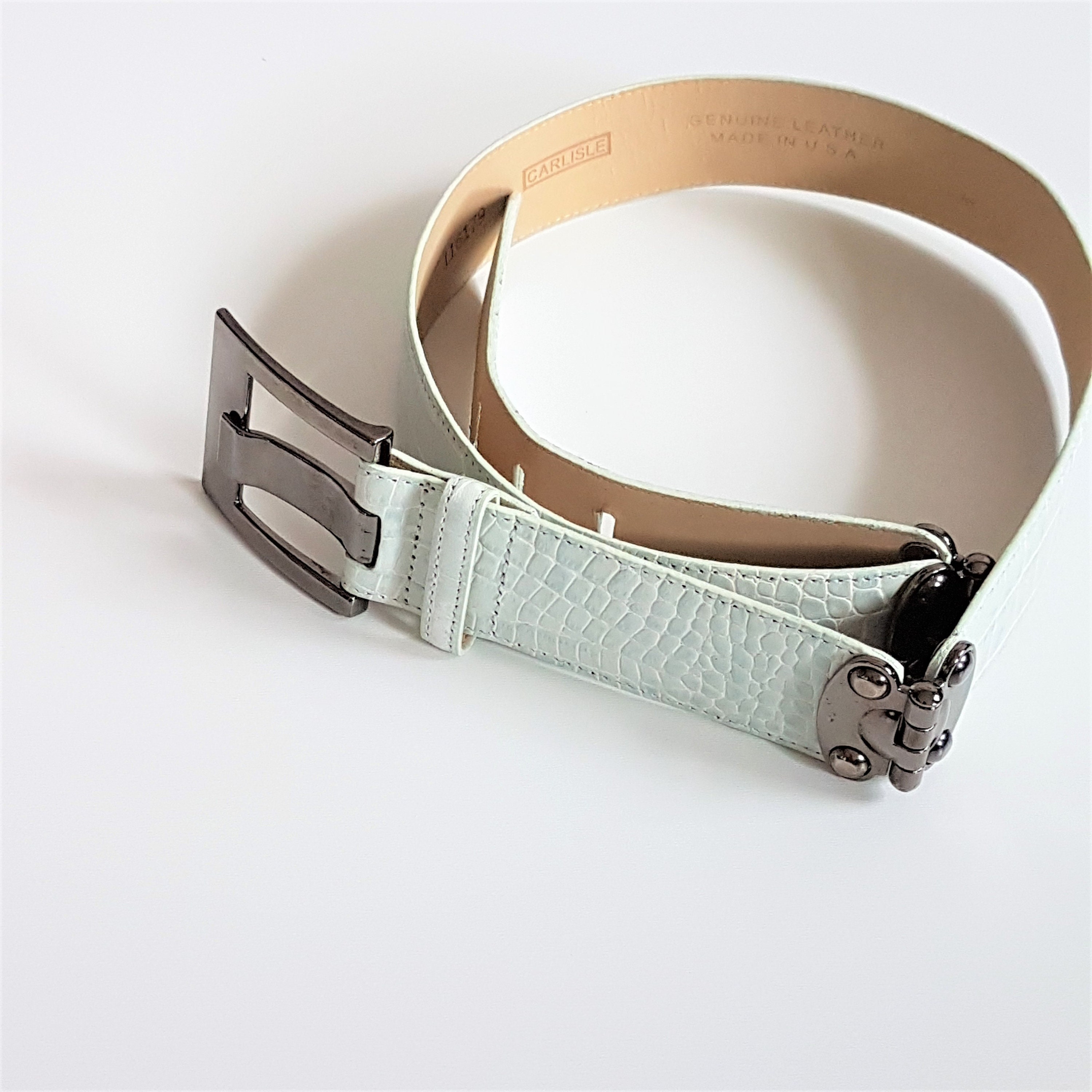 Carlisle Vintage Light Blue Crocodile Pattern Genuine 