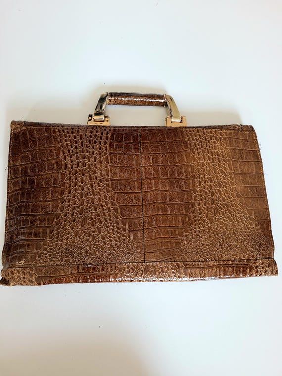 Vintage women's patchwork crocodile pattern leath… - image 2
