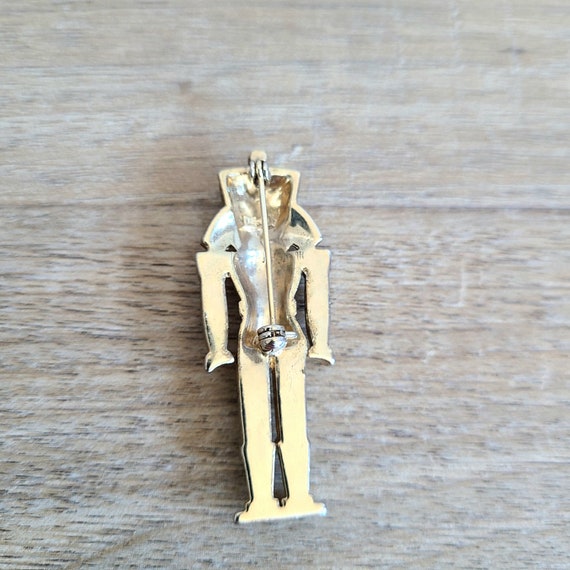 Monet signed Nutcracker gold tone enamel brooch w… - image 4