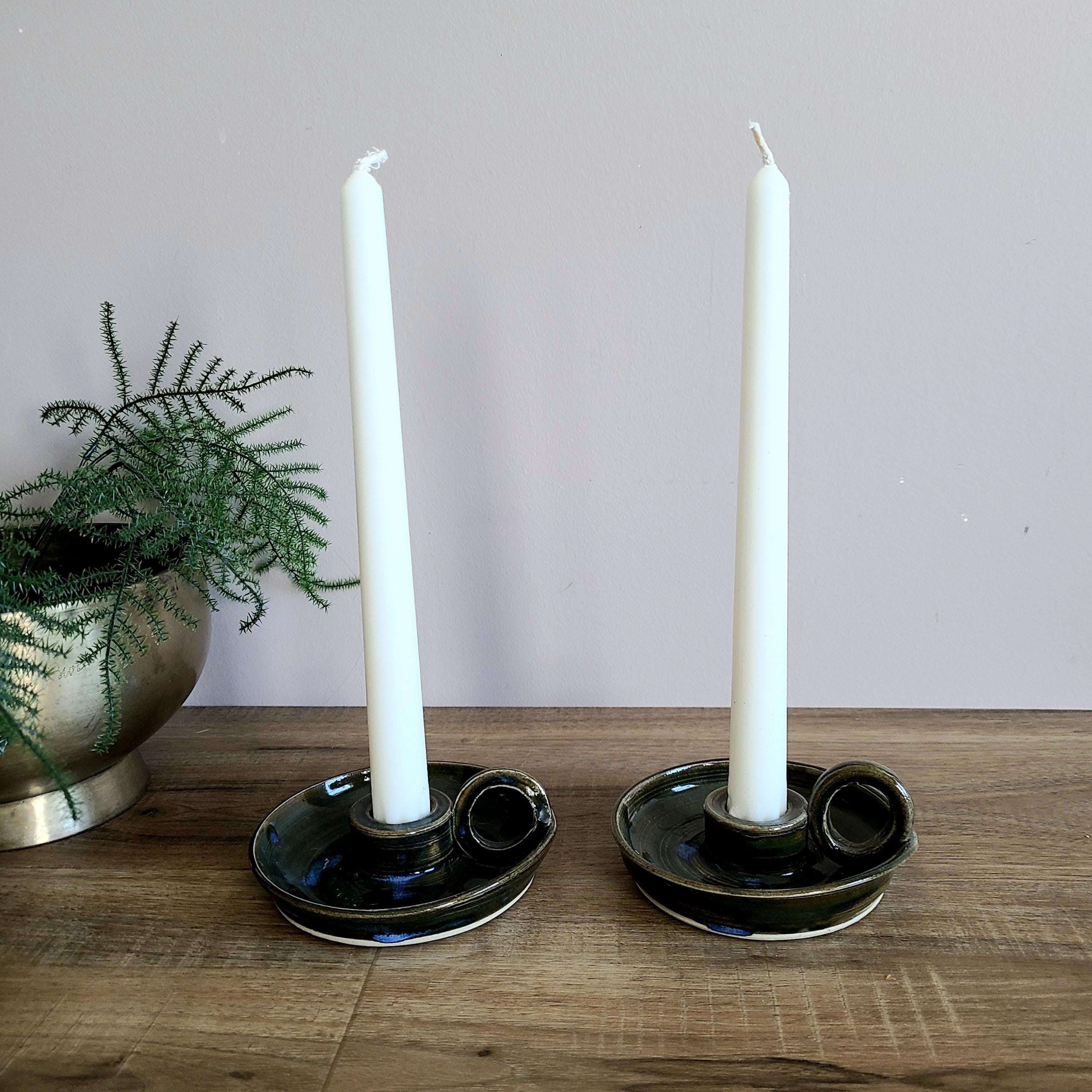 Bougeoir En Fonte Vintage Avec Poignée - Pour Bougies Coniques 2,2cm - Décoration Mariage, Maison - Cadeau Déco