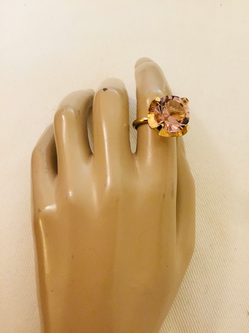 Vintage Faux rose crystal solitaire Ring
