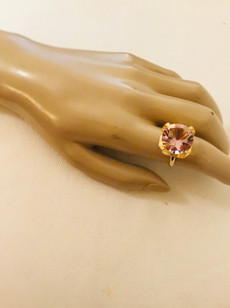 Vintage Faux rose crystal solitaire Ring