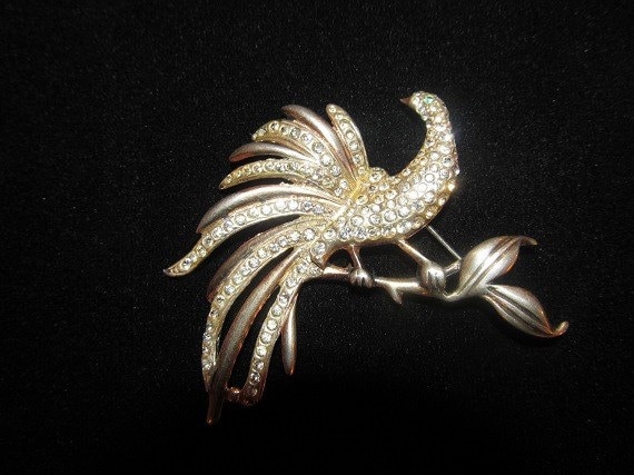 40's Sterling Brooch with Rhinestones