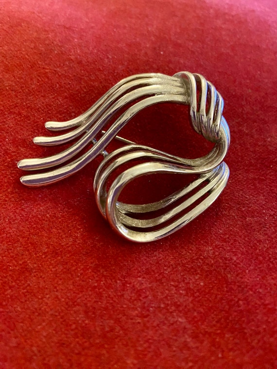 60’s Monet silver tone abstract bow