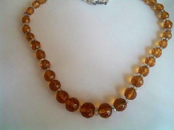 SALE  Vintage 1930's Graduated Topaz Color Crysta… - image 2