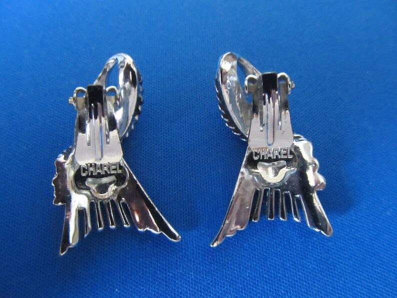 Silver Tone Brooch and Clip-on Earrings By Charel