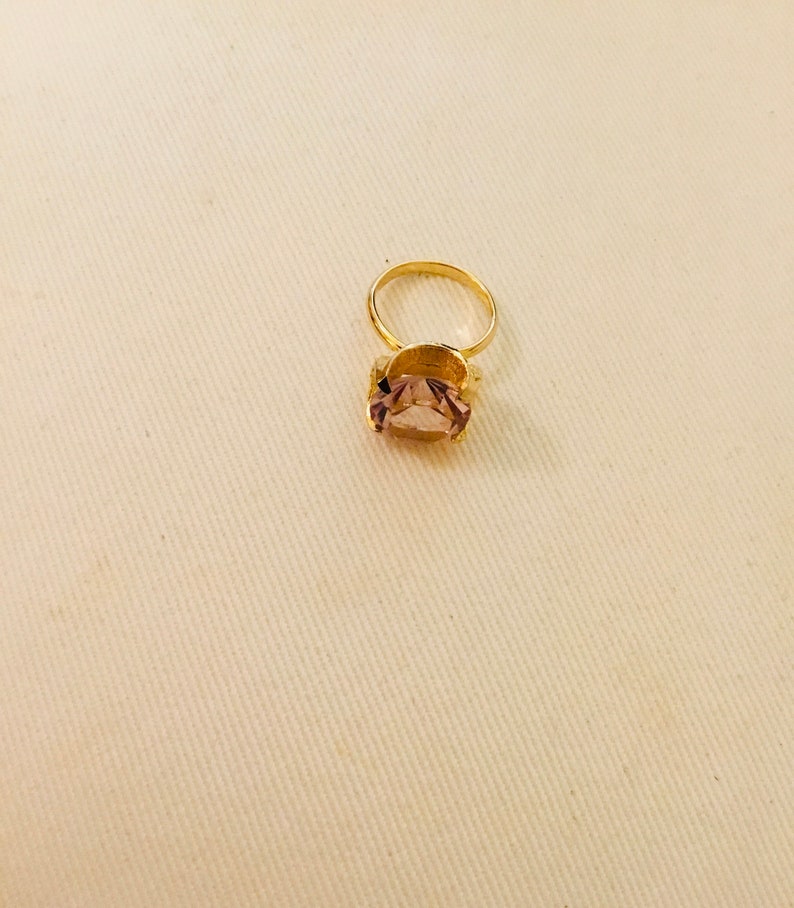 Vintage Faux rose crystal solitaire Ring