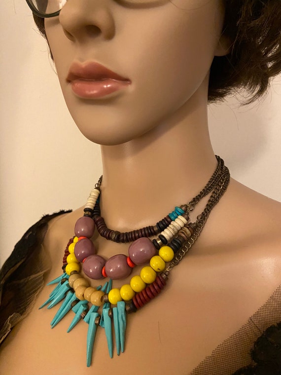 Boho Chic Beaded Bib Necklace - image 3