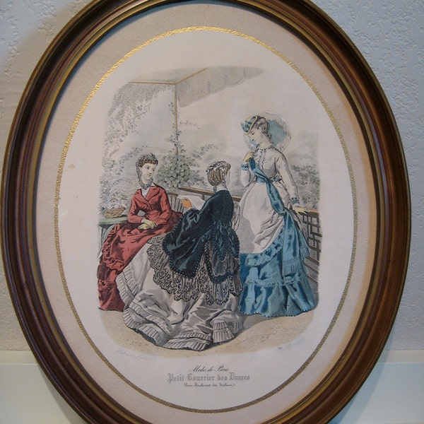 Fashion Plate - Fine Vintage Victorian Print, Framed
