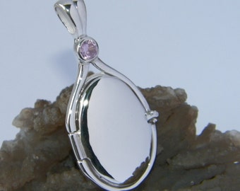 Fabriqué à la main aux États-Unis, 41 mm-20 mm, fabriqué à la main en argent sterling 925, 4 mm, médaillon cz rose clair H2O, sirènes d'eau Just Add