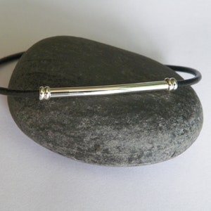 Hand Made 2 mm Round Leather Cord Bracelet With .925 Sterling Silver Tube-Choose your size