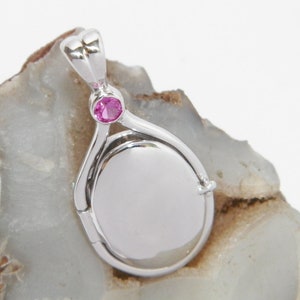 Hand Made in USA  41 mm-20 mm Handcrafted 925 Sterling Silver 4 mm Lab Created Pink Sapphire H2O Just Add Water Mermaids Pendant Locket