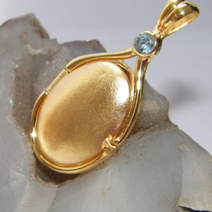 Hand Made 925 Sterling Silver 4 mm Blue Topaz Locket H2O Just Add Water Mermaids Pendant 14 K Gold Plated