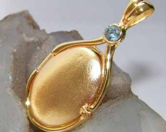 Hand Made 925 Sterling Silver 4 mm Blue Topaz Locket H2O Just Add Water Mermaids Pendant 14 K Gold Plated