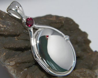 Hand Made in USA  41mm-20 mm Handcrafted 925 Sterling Silver 4 mm Lab Ruby Locket H2O Just Add Water Mermaids Pendant