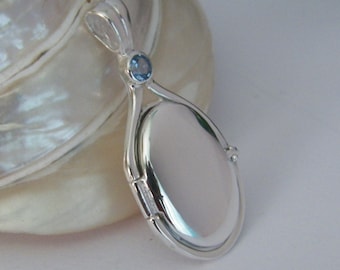 Hand Made in USA Bigger size 41 mm-20 mm Handcrafted 925 Sterling Silver H2O Just Add Water Mermaids 4 mm Lite Blue Cubic Zirconium Locket