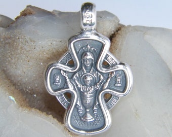 Hand Made in USA 925 Sterling Silver Eastern Orthodox Cross -The inexhaustible cup