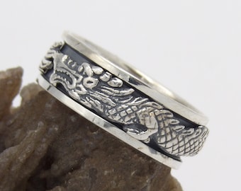 Antiqued Dragon Spinner Custom Year Stainless Steel Heart Bead Charm Antiqued Dragon Spinner Custom Year Stainless Steel Heart Bead Charm