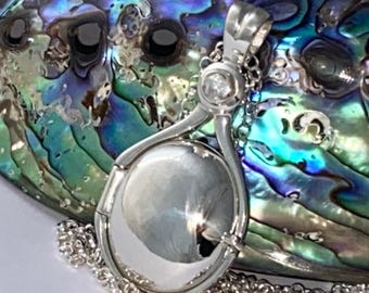 NEW USA Exact like Show Pendant 925 Sterling Silver H2O Mermaids Locket 4 mm Natural White Zircon-Choose Your Chain