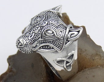 Lupo FaithHeart - Testa Di Lupo In Acciaio, Misure US7-14 Anello Vichingo - Foto 11