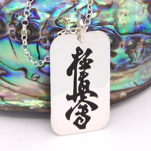 Hand Made in USA .925 Sterling Silver Kyokushin Karate Pendant Kyokushinkai Kanji Enameled handcrafted