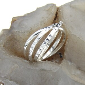 Hand made in USA 925 Sterling Silver Interlocking Triple Band Rolling Ring Two Bands Diamond Cut Finish Wedding Band- Custom size