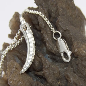 Colgante de cuerno de plata de ley 925 con cadena rolo redonda de plata de ley, longitud personalizada