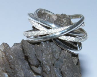 Handcrafted Hand Made  Solid.925 Sterling Silver Five Band Rolling Wedding Ring-Custom Size