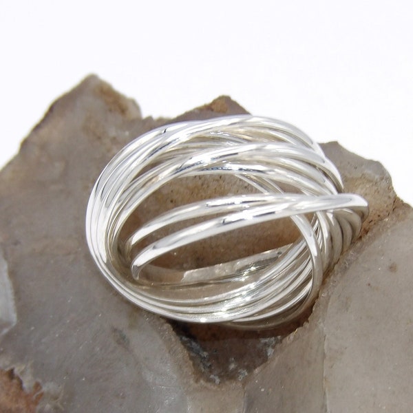 Hand Made in USA Handcrafted .925 Sterling Silver Eleven Bands Rolling Ring Wedding band -Custom size