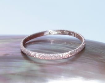 Hand Made Solid 14K Rose Gold Wedding Stackable Ring Stardust Finish-Custom Order Size