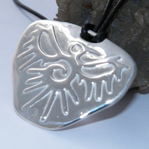 Hand Made Solid .925 Sterling Silver Raven Symbol Necklace Pendant