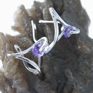 Handgefertigte Solid.925 Sterling Silber Hoop Huggies Ohrringe frei bewegliche Steine