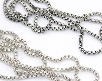 Handcrafted Solid.925 Sterling Silver Venetian Box Chain 2.6 mm -Choose Your Length