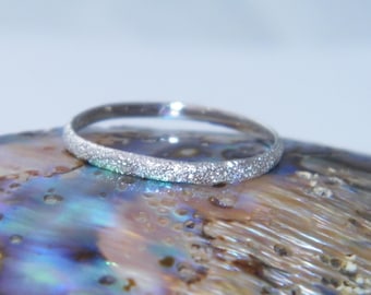 Hand Made.925 Sterling Silver Wedding Stackable Ring Stardust Finish-Custom Size