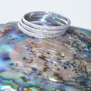 Hand MadeLot of 3 Bands.925 Sterling Silver Wedding Stackable Ring Stars Dust Finish-Custom Size
