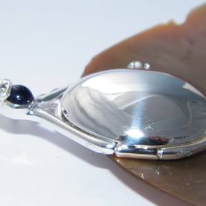 NEW 925 Sterling Silver.4mmNatural Violet Blue Lolite Locket H2O Just Add Water Necklace Hand Made