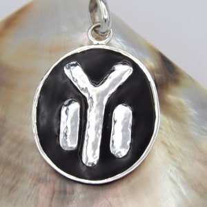 Handcraftedc.925 Sterling Silver IYI Symbol of Tangra Sun God Black Enamel