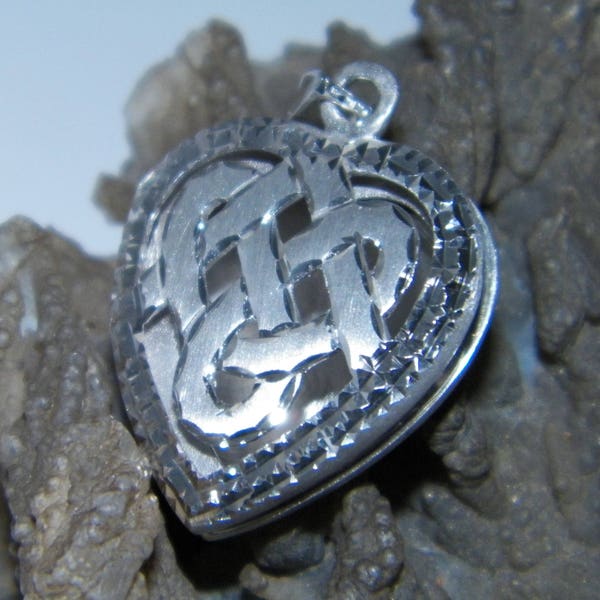 Handcrafted Celtic Knot Heart Locket Pendant 925 Sterling Silver Satin Finish