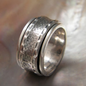 Hand made Hammered One Spinner Band Sterling 925 Sterling Silver Ring-Custom size
