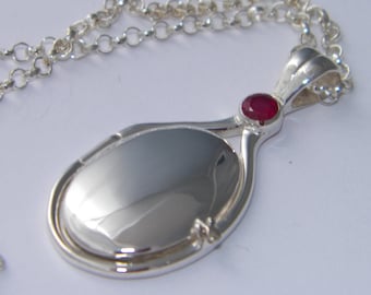 Hand Made in USA Handcrafted SOLID 925 Sterling Silver 4mm Natural Ruby Locket H2O Mermaids Necklace-Chain Option