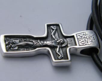 Hand made in USA Solid.925 St Silver Eastern Orthodox Cross, Jesus and Bible Prayer