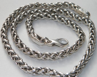 Hand Made in USA Oxidized .925 Sterling Silver Wheat Profiled Wire Chain Thickness 6.30 mm-Custom length