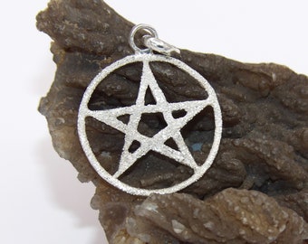 Hand made .925 Sterling Silver Stardust finished Pentagram Pendant